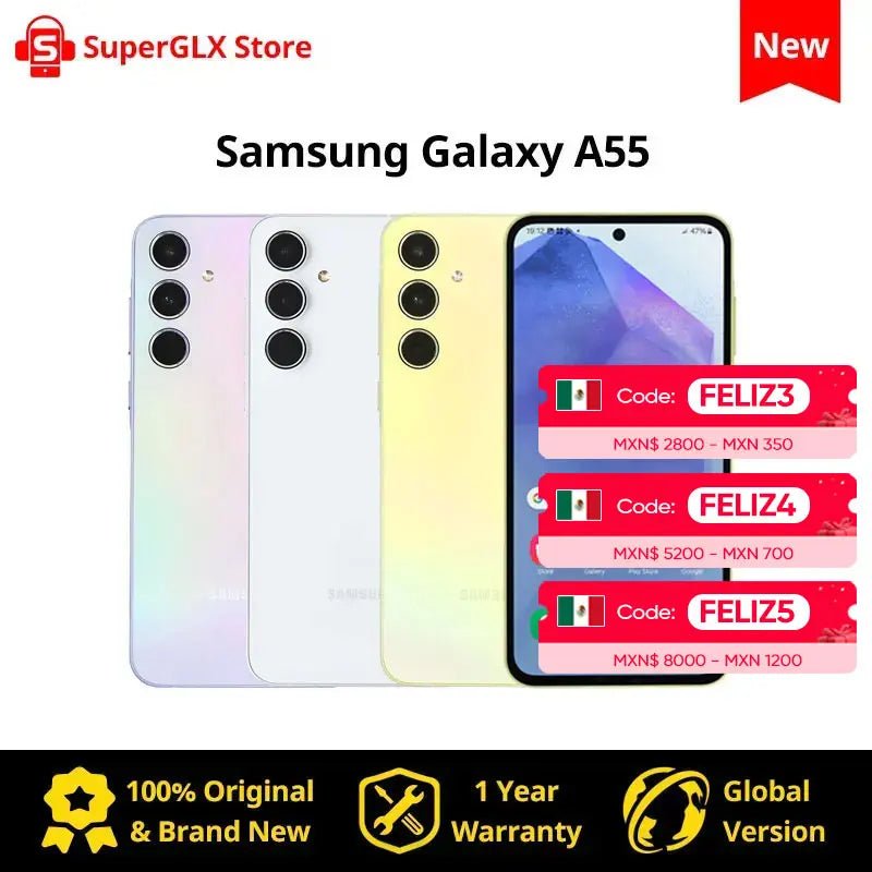 100% Original New Samsung Galaxy A55 5G Exynos 1480 6.6" FHD+ Super AMOLED 120Hz Display 50MP Camera 5000mAh 25W Fast Charging - SAKLIC