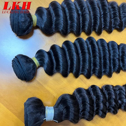 100% Unprocessed Malaysian Remy Human Hair Weave Extensions Curly Deep Wave Hair Bundles cheveux humain 12A Water Wave Bundles - SAKLIC