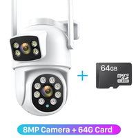 12MP 6K WiFi IP Camera 8X Zoom Dual Screens 8MP PTZ Wifi Surveillance Camera Outdoor Night Vision ICSEE APP CAM Human Detection - SAKLIC