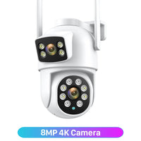 12MP 6K WiFi IP Camera 8X Zoom Dual Screens 8MP PTZ Wifi Surveillance Camera Outdoor Night Vision ICSEE APP CAM Human Detection - SAKLIC