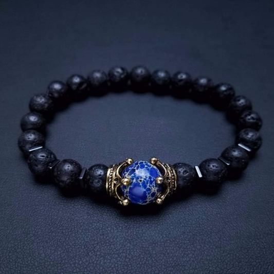 Luxury Blue Tiger Eye Stone and Lava Stones bracelet