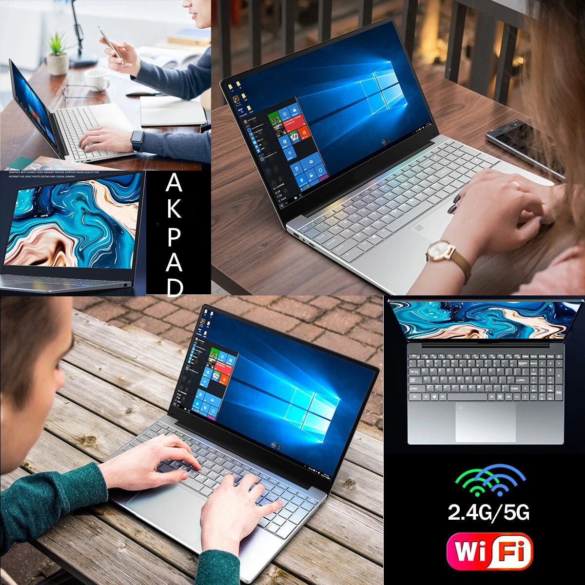 15.6 inch Laptop Windows 11 10 Pro 1920*1080 Portable Intel Laptop DDR4 12G RAM 128GB/256GB/512GB/1TB 2TB SSD HDMI Port Notebook - SAKLIC