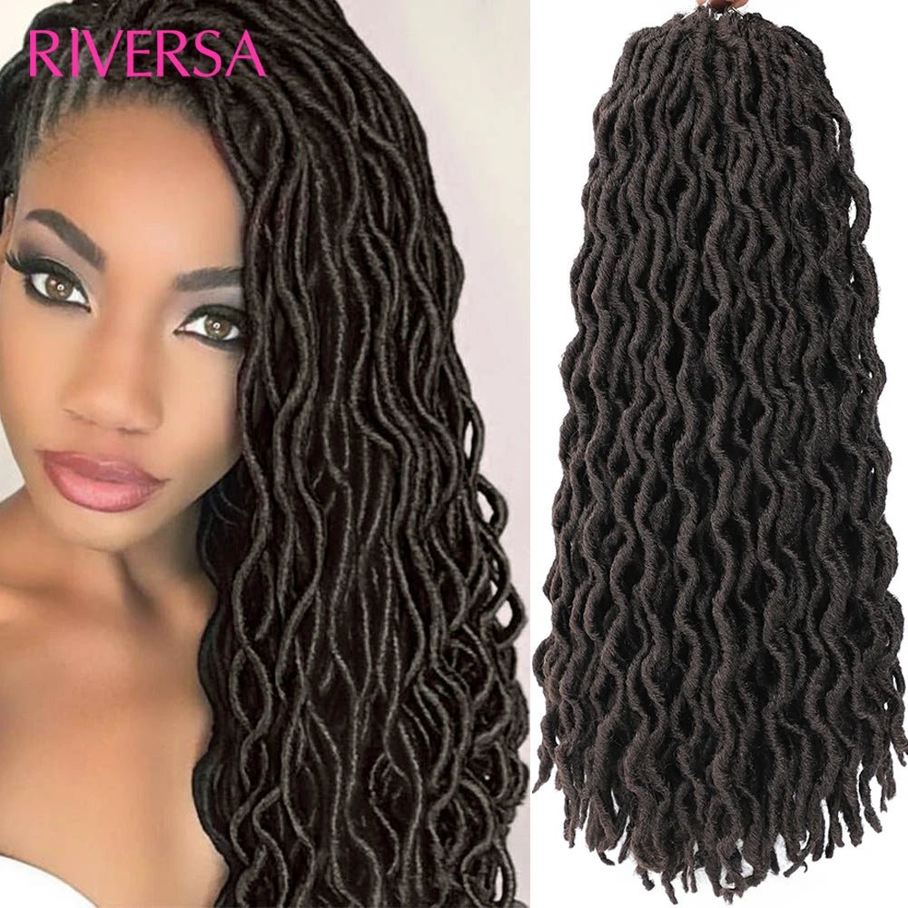 18 Inch Curly Faux Locs Crochet Hair 1 - 6 Packs Wavy Faux Dreadlocks Braiding Hair Synthetic Faux Locs extensions de cheveux - SAKLIC