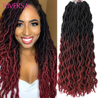 18 Inch Curly Faux Locs Crochet Hair 1 - 6 Packs Wavy Faux Dreadlocks Braiding Hair Synthetic Faux Locs extensions de cheveux - SAKLIC