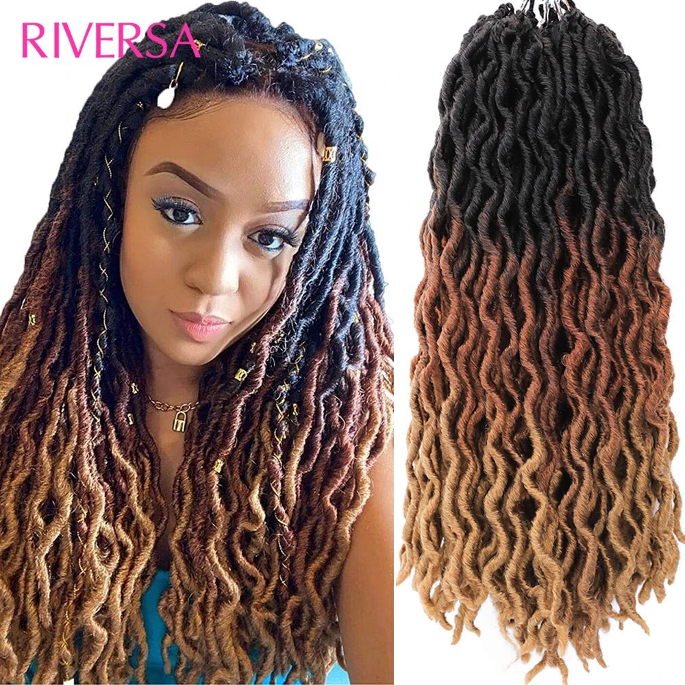 18 Inch Curly Faux Locs Crochet Hair 1 - 6 Packs Wavy Faux Dreadlocks Braiding Hair Synthetic Faux Locs extensions de cheveux - SAKLIC