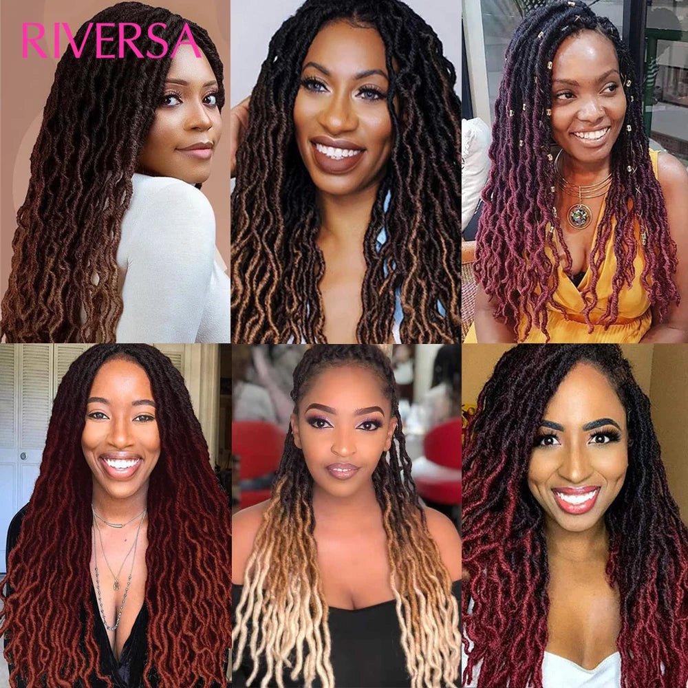 18 Inch Curly Faux Locs Crochet Hair 1 - 6 Packs Wavy Faux Dreadlocks Braiding Hair Synthetic Faux Locs extensions de cheveux - SAKLIC