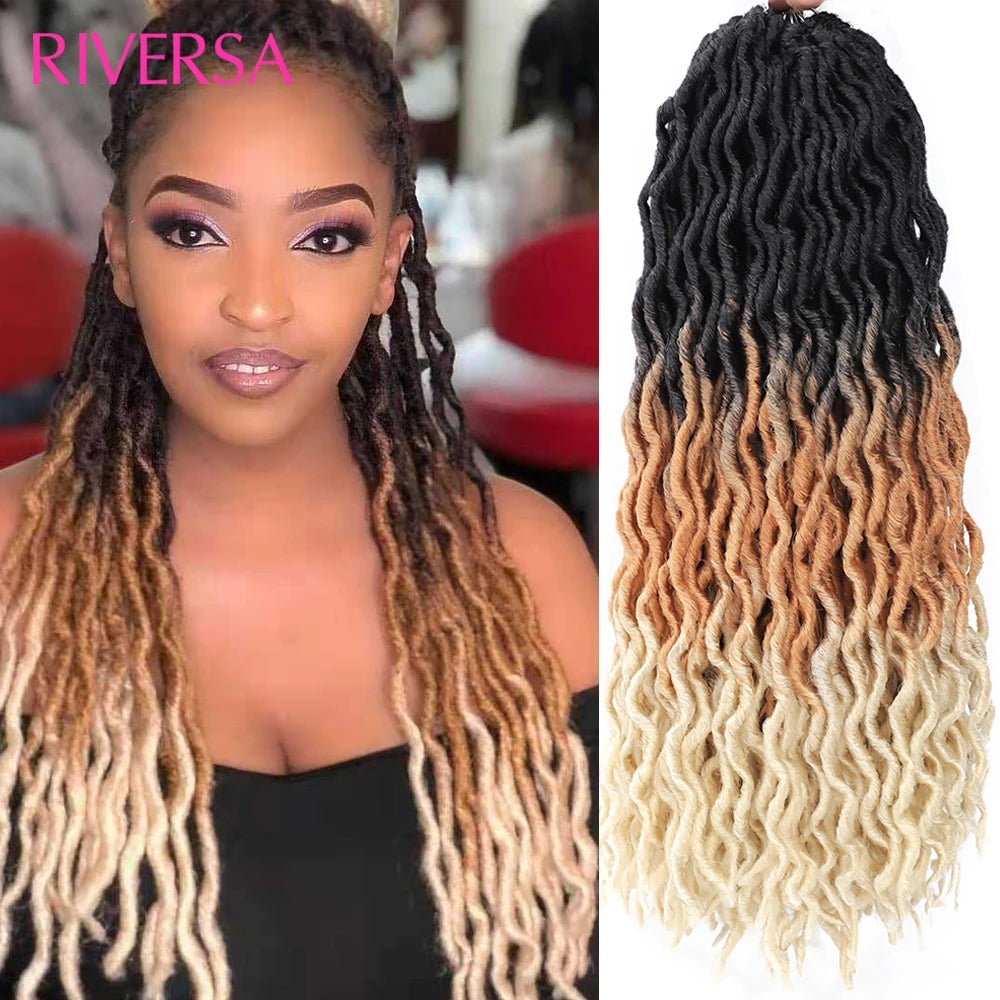 18 Inch Curly Faux Locs Crochet Hair 1 - 6 Packs Wavy Faux Dreadlocks Braiding Hair Synthetic Faux Locs extensions de cheveux - SAKLIC