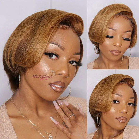 1B/27 1B/30 Ombre Human Hair Pixie Cut Wig Straight Short Bob Perruque Cheveux Humain 12A Brazilian Virgin Human Hair Bob Wigs - SAKLIC