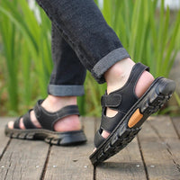 2023 New Breathable Comfortable Casual Mens Sandals Summer Leather Slippers Outdoor Beach Shoes - SAKLIC