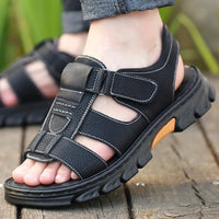 2023 New Breathable Comfortable Casual Mens Sandals Summer Leather Slippers Outdoor Beach Shoes - SAKLIC