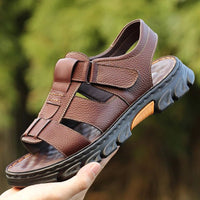 2023 New Breathable Comfortable Casual Mens Sandals Summer Leather Slippers Outdoor Beach Shoes - SAKLIC