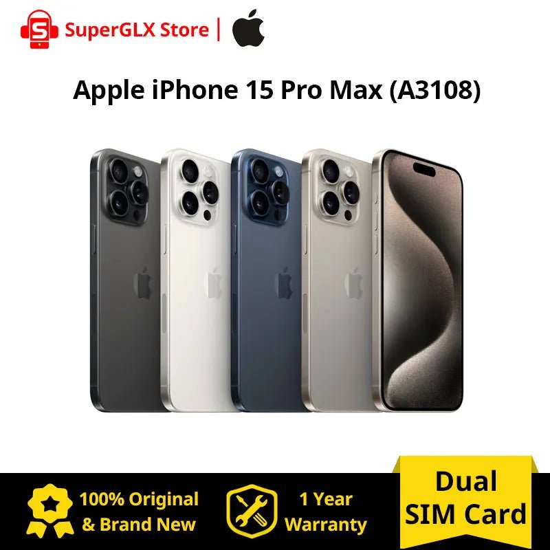 2023 Original Apple iPhone 15 Pro MAX 8GB RAM 256GB/512GB/1TB ROM A17 Pro Bionic Chip 6.7'' 120Hz Super Retina XDR Display NFC - SAKLIC