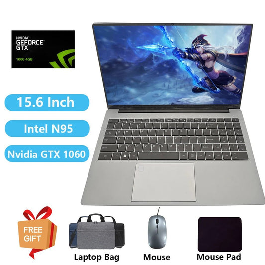 2024 Gaming Laptop with Graphics Card NVIDIA GTX1060 Windows 11 Computer School Notebooks Intel N95 32GB RAM +1TB RJ45 Netbook - SAKLIC