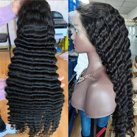 30 32 34 36 38 40 50 inch Human Hair Lace Front Wigs For Black Women Straight Deep Wave Kinky Curly Virgin Raw Indian Hair Wigs - SAKLIC