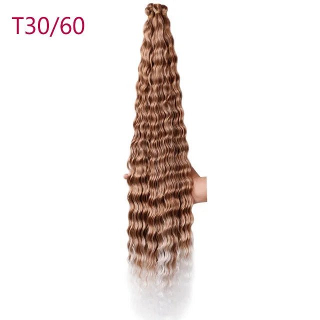 30 inch 120 g Deep Wave Bulk Hair Hawaii Ocean Wave Crochet Cheveux Afro Curls Tresses Synthetic Braiding Hair Extensions - SAKLIC