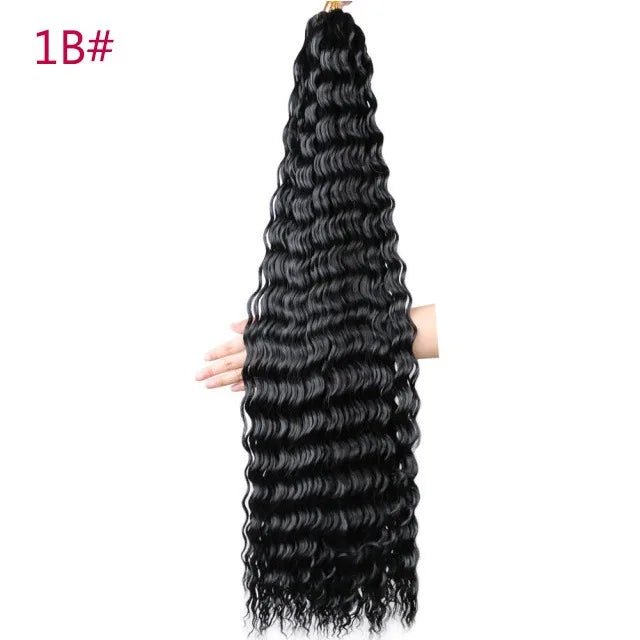 30 inch 120 g Deep Wave Bulk Hair Hawaii Ocean Wave Crochet Cheveux Afro Curls Tresses Synthetic Braiding Hair Extensions - SAKLIC