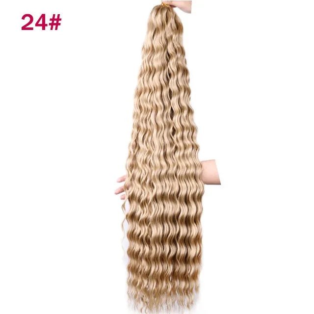 30 inch 120 g Deep Wave Bulk Hair Hawaii Ocean Wave Crochet Cheveux Afro Curls Tresses Synthetic Braiding Hair Extensions - SAKLIC