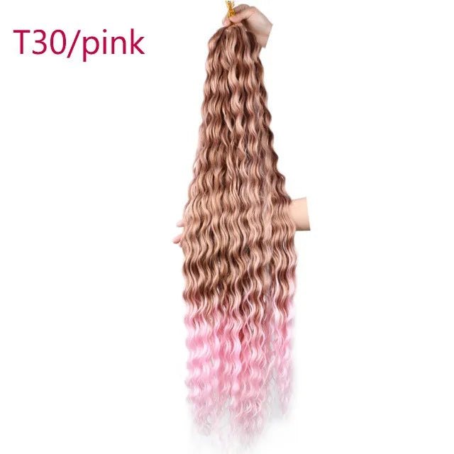 30 inch 120 g Deep Wave Bulk Hair Hawaii Ocean Wave Crochet Cheveux Afro Curls Tresses Synthetic Braiding Hair Extensions - SAKLIC