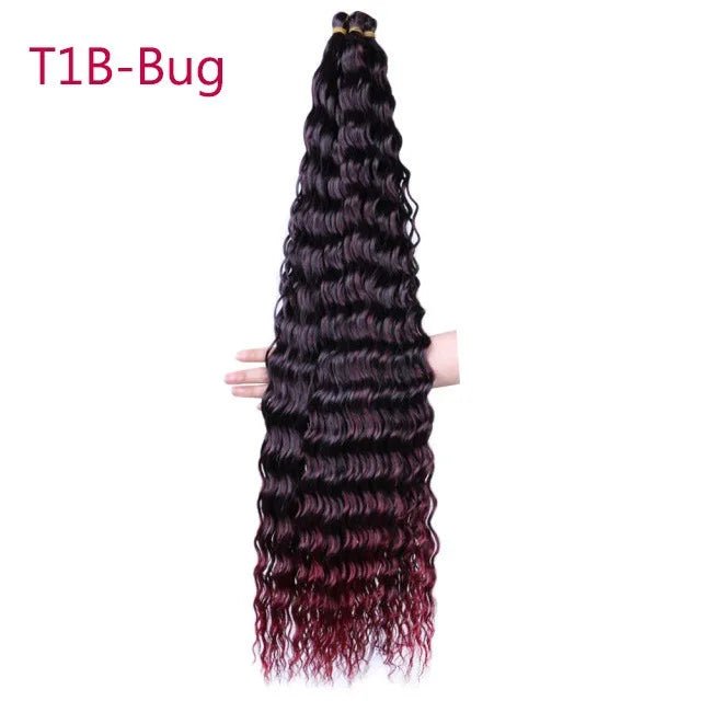 30 inch 120 g Deep Wave Bulk Hair Hawaii Ocean Wave Crochet Cheveux Afro Curls Tresses Synthetic Braiding Hair Extensions - SAKLIC