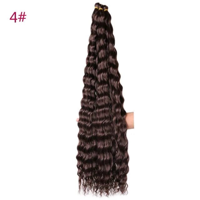 30 inch 120 g Deep Wave Bulk Hair Hawaii Ocean Wave Crochet Cheveux Afro Curls Tresses Synthetic Braiding Hair Extensions - SAKLIC