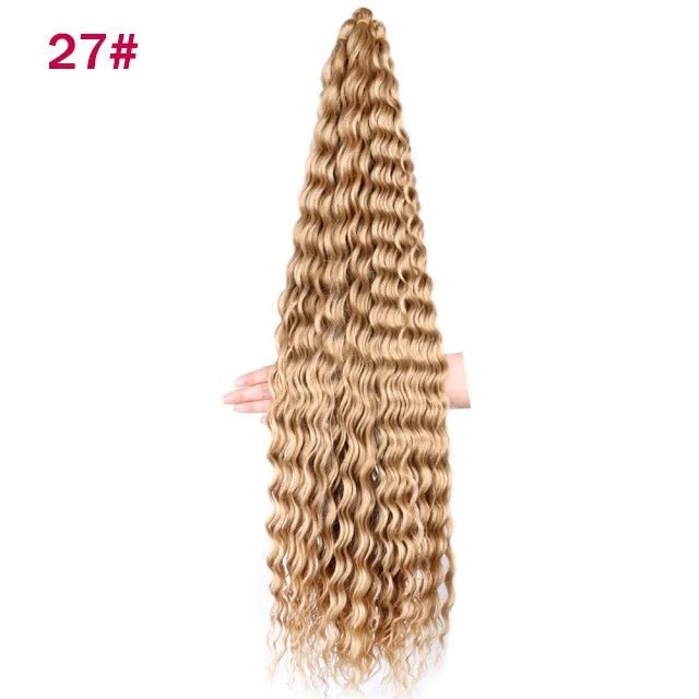 30 inch 120 g Deep Wave Bulk Hair Hawaii Ocean Wave Crochet Cheveux Afro Curls Tresses Synthetic Braiding Hair Extensions - SAKLIC