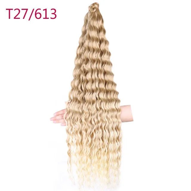 30 inch 120 g Deep Wave Bulk Hair Hawaii Ocean Wave Crochet Cheveux Afro Curls Tresses Synthetic Braiding Hair Extensions - SAKLIC