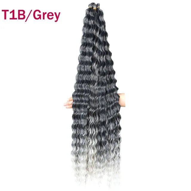 30 inch 120 g Deep Wave Bulk Hair Hawaii Ocean Wave Crochet Cheveux Afro Curls Tresses Synthetic Braiding Hair Extensions - SAKLIC