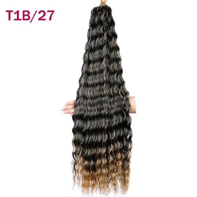 30 inch 120 g Deep Wave Bulk Hair Hawaii Ocean Wave Crochet Cheveux Afro Curls Tresses Synthetic Braiding Hair Extensions - SAKLIC