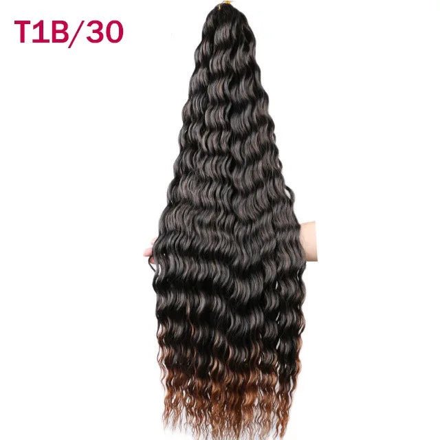 30 inch 120 g Deep Wave Bulk Hair Hawaii Ocean Wave Crochet Cheveux Afro Curls Tresses Synthetic Braiding Hair Extensions - SAKLIC