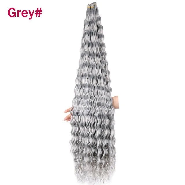 30 inch 120 g Deep Wave Bulk Hair Hawaii Ocean Wave Crochet Cheveux Afro Curls Tresses Synthetic Braiding Hair Extensions - SAKLIC