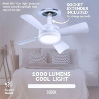 30W Ceiling Fan Led Light E27 Socket Fan With Smart Remote Control 1000Lm 5000K Bulb Fan Lamp For Bedroom Living Room - Tkbeel