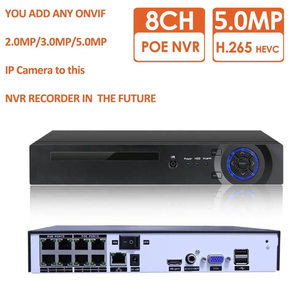 4CH 8CH 4K 8MP H.265 PoE NVR Recorder For HD 4K 3MP 4MP 5MP PoE IP Camera Face Detection 48V ONVIF Video Surveillance - SAKLIC