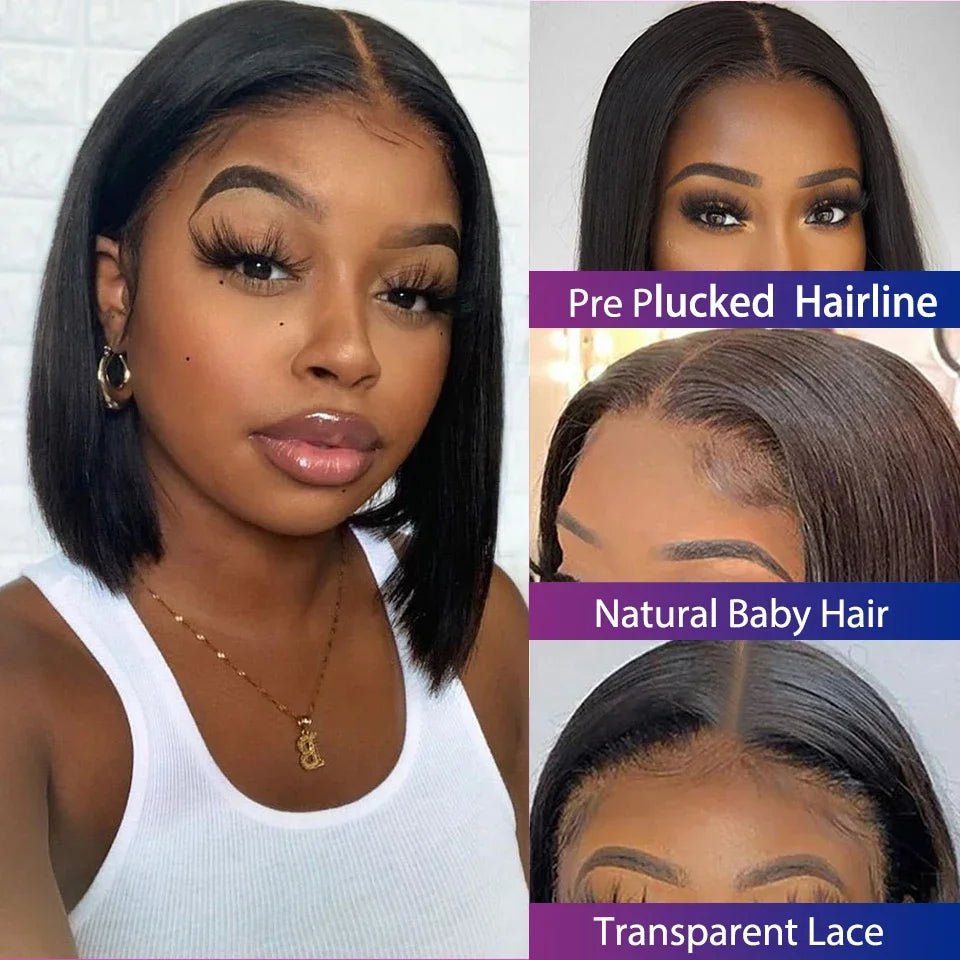 4x4 Bone Straight Lace Closure Wigs BOB Human Hair Wig for Women Lace Front Wigs Brazilian Remy Hair Perruque Cheveux Humains - SAKLIC