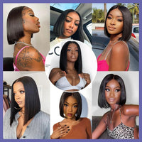 4x4 Bone Straight Lace Closure Wigs BOB Human Hair Wig for Women Lace Front Wigs Brazilian Remy Hair Perruque Cheveux Humains - SAKLIC