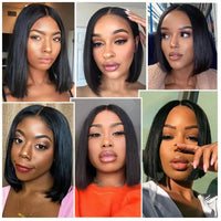 4x4 Bone Straight Lace Closure Wigs BOB Human Hair Wig for Women Lace Front Wigs Brazilian Remy Hair Perruque Cheveux Humains - SAKLIC