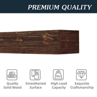 60" Rustic Wood Fireplace Mantel,Wall - Mounted & Floating Shelf for Home Decor Espresso + Solid Wood - SAKLIC