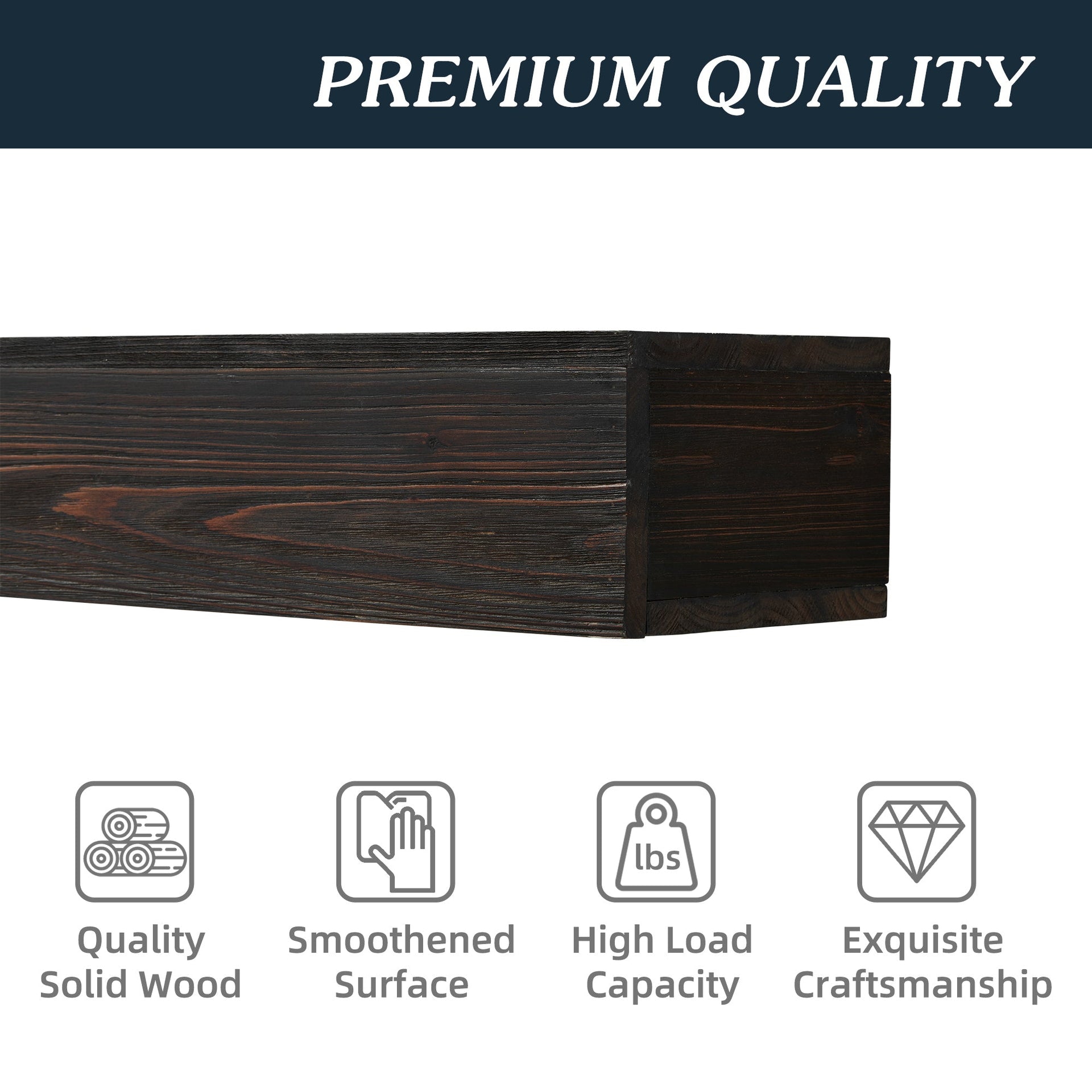 72" Rustic Wood Fireplace Mantel,Wall - Mounted & Floating Shelf for Home Decor Espresso - SAKLIC