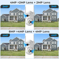 8MP 4K PTZ Wifi Camera Dual Lens with Dual Screen Ai Human Detect Auto Tracking Wireless Outdoor Surveillance Camera iCSee App - SAKLIC