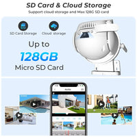 8MP 4K PTZ Wifi Camera Dual Lens with Dual Screen Ai Human Detect Auto Tracking Wireless Outdoor Surveillance Camera iCSee App - SAKLIC