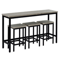 TOPMAX Counter Height Extra Long Dining Table Set with 3 Stools Pub Kitchen Set Side Table with Footrest  Gray