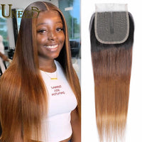 Straight Human Hair T-part Lace Closure  4X1 Inch Omber Closure Bresilienne Cheveux Humain  Brazilian Straight Hair Remy Hair