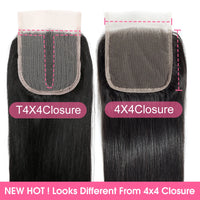 Aircabin Body HD Transparent Human Hair T Part Lace Closure Only 4x4x1 Inch Middle Part Bresilienne Closure Cheveux Humain Hair