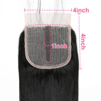 Aircabin Body HD Transparent Human Hair T Part Lace Closure Only 4x4x1 Inch Middle Part Bresilienne Closure Cheveux Humain Hair