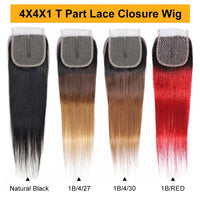 Cabelo Humano Liso T-part Lace Closure 4X1 Polegada Ombre Closure Cabelo Brasileiro Cabelo Humano Cabelo Remy