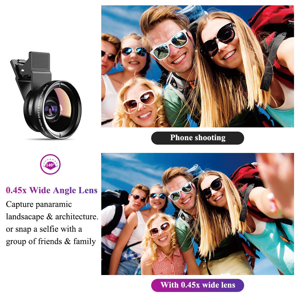 APEXEL Professional Phone camera lens 12.5x Macro Camera Photo HD 0.45x Super Wide Angle Lens For Samsung iPhone all smartphones