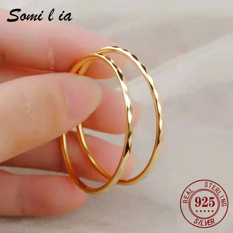 Somilia - Brincos Grandes de Argola para Mulheres, Nova Coleção 100% Prata Esterlina 925 Joias de Moda Mulheres 18K Dourado серьги кольца