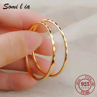 Somilia - Boucles d'oreilles créoles grandes pour femmes, Nouvelle collection 100% argent sterling 925 Bijoux mode Femme 18K doré серьги кольца