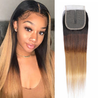 Cabelo Humano Liso T-part Lace Closure 4X1 Polegada Ombre Closure Cabelo Brasileiro Cabelo Humano Cabelo Remy