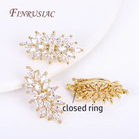 18K Real Gold Plated Full Zircon Rhinestone Luxury Pearl Clasps Fastener,Flower Clasp For DIY Pearl Necklace