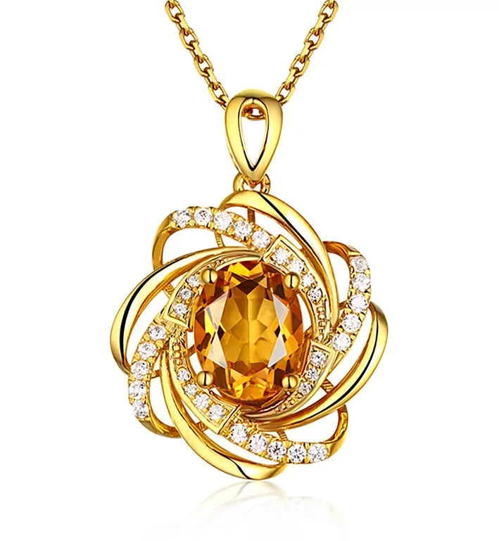 Pendente de Topázio de 2 Quilates em Ouro 18K para Mulheres, Joia de Cristal, Colar de Ouro Amarelo, Acessórios Femininos de Luxo